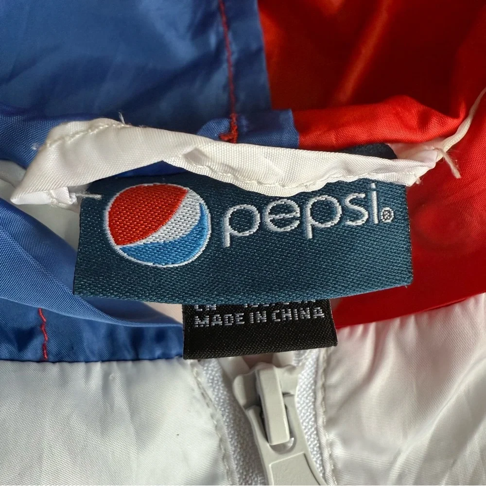 Pepsi Cola Windbreaker Hooded Track Jacket Unisex Size Small Full Zip Retro Logo - Picture 5 of 9